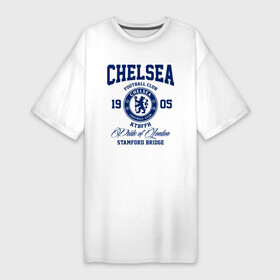 Платье-футболка хлопок с принтом Челси ,  |  | blue is | chelsea | chelsea fc | ktbffh | the blues | апл | аристократы | клубная | лондон | пенсионеры | синие | фанатская | футбол | футбольная | футбольный клуб | футбольный клуб челси | челси