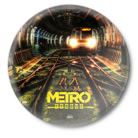 Значок с принтом METRO EXODUS ,  металл | круглая форма, металлическая застежка в виде булавки | ak47 | metro 2033 | metro exodus | апокалипсис | артем | глуховский | дорога | маски | ночь | оружие | поезд | противогаз | сталкеры