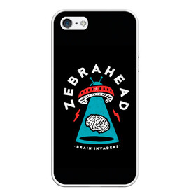 Чехол для iPhone 5/5S матовый с принтом Zebrahead - Brain Invaders , Силикон | Область печати: задняя сторона чехла, без боковых панелей | Тематика изображения на принте: album | brain | core | invaders | mind | rapcore | rock | ufo | zebrahead | альбом | зебрахед | мозг