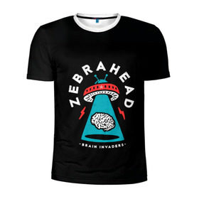 Мужская футболка 3D спортивная с принтом Zebrahead - Brain Invaders , 100% полиэстер с улучшенными характеристиками | приталенный силуэт, круглая горловина, широкие плечи, сужается к линии бедра | album | brain | core | invaders | mind | rapcore | rock | ufo | zebrahead | альбом | зебрахед | мозг