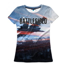 Женская футболка 3D с принтом BATTLEFIELD , 100% полиэфир ( синтетическое хлопкоподобное полотно) | прямой крой, круглый вырез горловины, длина до линии бедер | автомат | битва | битвы | враг | оружия | пистолет | поле | стратегия | тактический | танки | шутер