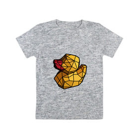 Детская футболка хлопок с принтом Геометрическая уточка , 100% хлопок | круглый вырез горловины, полуприлегающий силуэт, длина до линии бедер | 3d | bird | duck | geometric | геометрия | птица | утка