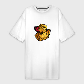 Платье-футболка хлопок с принтом Геометрическая уточка ,  |  | 3d | bird | duck | geometric | геометрия | птица | утка