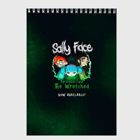 Скетчбук с принтом Sally Face , 100% бумага
 | 48 листов, плотность листов — 100 г/м2, плотность картонной обложки — 250 г/м2. Листы скреплены сверху удобной пружинной спиралью | sally face | гизмо | девид | девочка | игра | лари | ларри | мальчик | маска | мрачная | на лице | пых | с протезом | сал | сали | салли | салли фейс | фейс | фэйс | эддисон | эшли