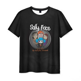 Мужская футболка 3D с принтом Sally Face , 100% полиэфир | прямой крой, круглый вырез горловины, длина до линии бедер | sally face | гизмо | девид | девочка | игра | лари | ларри | мальчик | маска | мрачная | на лице | пых | с протезом | сал | сали | салли | салли фейс | фейс | фэйс | эддисон | эшли