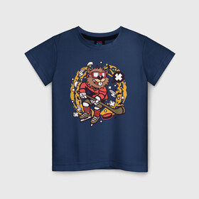 Детская футболка хлопок с принтом Хоккеист , 100% хлопок | круглый вырез горловины, полуприлегающий силуэт, длина до линии бедер | хоккеист | хоккей