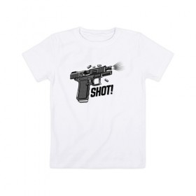 Детская футболка хлопок с принтом Пистолет , 100% хлопок | круглый вырез горловины, полуприлегающий силуэт, длина до линии бедер | 