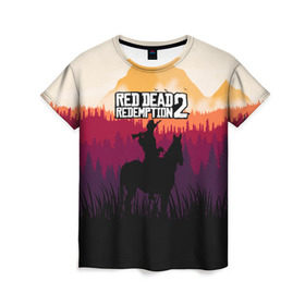 Женская футболка 3D с принтом Red Dead Redemption 2 , 100% полиэфир ( синтетическое хлопкоподобное полотно) | прямой крой, круглый вырез горловины, длина до линии бедер | game | gamer | rdr2 | red dead redemption 2 | rockstar studios | игры | ковбой