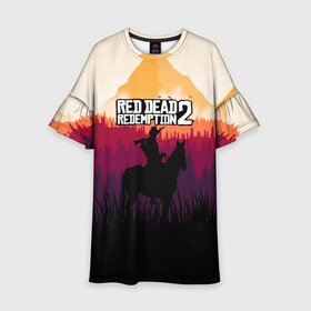 Детское платье 3D с принтом Red Dead Redemption 2 , 100% полиэстер | прямой силуэт, чуть расширенный к низу. Круглая горловина, на рукавах — воланы | Тематика изображения на принте: game | gamer | rdr2 | red dead redemption 2 | rockstar studios | игры | ковбой