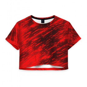 Женская футболка 3D укороченная с принтом RED FIRE STORM , 100% полиэстер | круглая горловина, длина футболки до линии талии, рукава с отворотами | bright | fire | heat | light | orange | wildfire | искры | огненный | огонь | оранжевый | пламя | пожар
