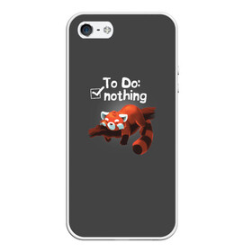 Чехол для iPhone 5/5S матовый с принтом To Do Nothing , Силикон | Область печати: задняя сторона чехла, без боковых панелей | ленивец | лень | панда