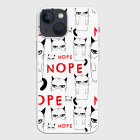 Чехол для iPhone 13 mini с принтом Grumpy Cat. Nope ,  |  | злой | кот | котейка | котэ | мем | недовольный | ненавижу | нет | понедельник | угрюмый