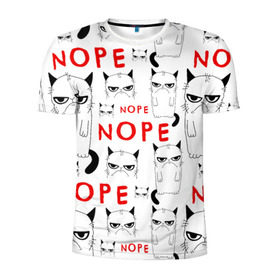 Мужская футболка 3D спортивная с принтом Grumpy Cat. Nope! , 100% полиэстер с улучшенными характеристиками | приталенный силуэт, круглая горловина, широкие плечи, сужается к линии бедра | злой | кот | котейка | котэ | мем | недовольный | ненавижу | нет | понедельник | угрюмый