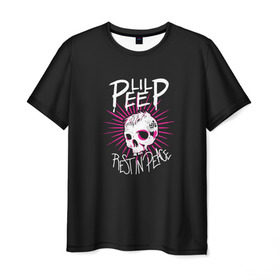 Мужская футболка 3D с принтом Lil Peep. Rest In Peace , 100% полиэфир | прямой крой, круглый вырез горловины, длина до линии бедер | лил пип | рэп