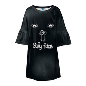 Детское платье 3D с принтом Sally Face , 100% полиэстер | прямой силуэт, чуть расширенный к низу. Круглая горловина, на рукавах — воланы | sally face | гизмо | девид | девочка | игра | лари | ларри | мальчик | маска | мрачная | на лице | пых | с протезом | сал | сали | салли | салли фейс | фейс | фэйс | эддисон | эшли
