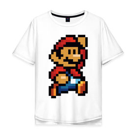 Мужская футболка хлопок Oversize с принтом Супер Марио , 100% хлопок | свободный крой, круглый ворот, “спинка” длиннее передней части | Тематика изображения на принте: 8 бит | 8bit | 8бит | bit | dendy | game | mario | pixel | super mario | денди | марио | пиксель | супер марио