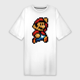 Платье-футболка хлопок с принтом Супер Марио ,  |  | 8 бит | 8bit | 8бит | bit | dendy | game | mario | pixel | super mario | денди | марио | пиксель | супер марио