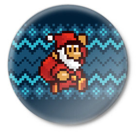 Значок с принтом Марио Санта Клаус ,  металл | круглая форма, металлическая застежка в виде булавки | Тематика изображения на принте: 8 бит | 8bit | 8бит | bit | christmas | dendy | game | mario | new year | pixel | santaclaus | super mario | денди | марио | новый год | пиксель | рождество | санта клаус | супер марио