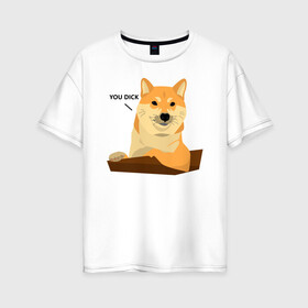 Женская футболка хлопок Oversize с принтом Сиба ину знает тебя Shiba Inu , 100% хлопок | свободный крой, круглый ворот, спущенный рукав, длина до линии бедер
 | dog | inu | pet | shiba | shiba inu | ину | пес | питомец | сиба | сиба ину | собака