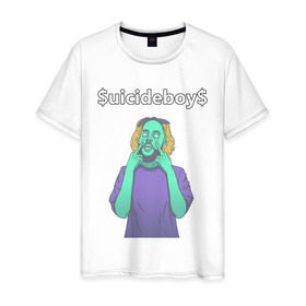 Мужская футболка хлопок с принтом $uicideboy$ , 100% хлопок | прямой крой, круглый вырез горловины, длина до линии бедер, слегка спущенное плечо. | uicideboy