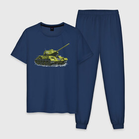 Мужская пижама хлопок с принтом Зимний Танк , 100% хлопок | брюки и футболка прямого кроя, без карманов, на брюках мягкая резинка на поясе и по низу штанин
 | Тематика изображения на принте: war | бмп | броня | военный | война | зеленый | оборона | онлайн | оружие | снежный | танк | танки | танки онлайн | танчики