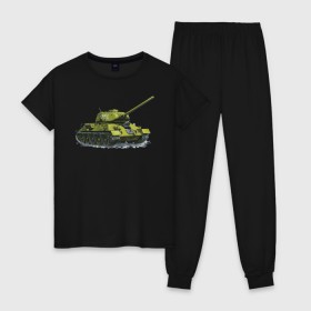 Женская пижама хлопок с принтом Зимний Танк , 100% хлопок | брюки и футболка прямого кроя, без карманов, на брюках мягкая резинка на поясе и по низу штанин | war | бмп | броня | военный | война | зеленый | оборона | онлайн | оружие | снежный | танк | танки | танки онлайн | танчики