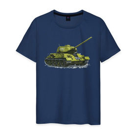 Мужская футболка хлопок с принтом Зимний Танк , 100% хлопок | прямой крой, круглый вырез горловины, длина до линии бедер, слегка спущенное плечо. | Тематика изображения на принте: war | бмп | броня | военный | война | зеленый | оборона | онлайн | оружие | снежный | танк | танки | танки онлайн | танчики