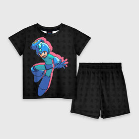 Детский костюм с шортами 3D с принтом Mega Man (pixel art) Black ,  |  | 8 bit | 8bit | art | dendy | famicom | game | games | japan | japanese | man | mega | mega man | megaman | nes | pixel | pixel art | pixelart | retro | video games | videogames
