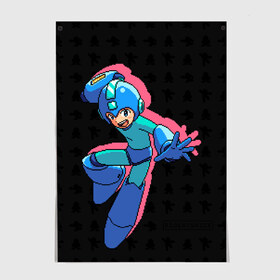 Постер с принтом Mega Man (pixel art) Black , 100% бумага
 | бумага, плотность 150 мг. Матовая, но за счет высокого коэффициента гладкости имеет небольшой блеск и дает на свету блики, но в отличии от глянцевой бумаги не покрыта лаком | 8 bit | 8bit | art | dendy | famicom | game | games | japan | japanese | man | mega | mega man | megaman | nes | pixel | pixel art | pixelart | retro | video games | videogames