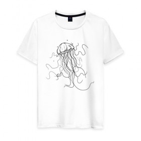 Мужская футболка хлопок с принтом Черная медуза векторный рисуно , 100% хлопок | прямой крой, круглый вырез горловины, длина до линии бедер, слегка спущенное плечо. | art | meduza | абстракция.vector | вектор | медуза | щупальца