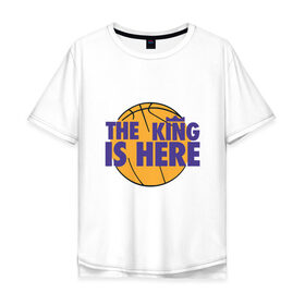 Мужская футболка хлопок Oversize с принтом Lakers - Король здесь , 100% хлопок | свободный крой, круглый ворот, “спинка” длиннее передней части | cavaliers | cleveland | coach | james | king | lakers | lebron | los angeles | nba | player | slam dunk | sport | team | баскетбол | борода | джеймс | игрок | кавальерс | калиф | кливленд | король | леброн | лейкерс | лос анджелес | нба | слэм д