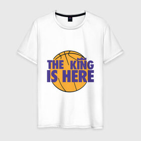 Мужская футболка хлопок с принтом Lakers - Король здесь , 100% хлопок | прямой крой, круглый вырез горловины, длина до линии бедер, слегка спущенное плечо. | cavaliers | cleveland | coach | james | king | lakers | lebron | los angeles | nba | player | slam dunk | sport | team | баскетбол | борода | джеймс | игрок | кавальерс | калиф | кливленд | король | леброн | лейкерс | лос анджелес | нба | слэм д