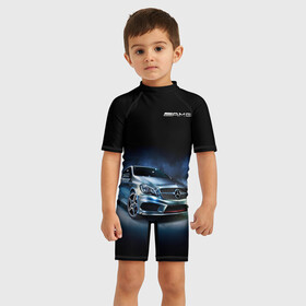 Детский купальный костюм 3D с принтом Mercedes AMG , Полиэстер 85%, Спандекс 15% | застежка на молнии на спине | car | mercedes | mercedes   benz | motorsport | автомобиль | автоспорт | мерседес | спорткар
