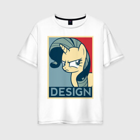 Женская футболка хлопок Oversize с принтом Рарити , 100% хлопок | свободный крой, круглый ворот, спущенный рукав, длина до линии бедер
 | design | mlp | my little pony | pony | rarity | млп | мой маленький пони | пони | рарити