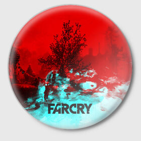 Значок с принтом FARCRY ,  металл | круглая форма, металлическая застежка в виде булавки | far cry | far cry 5 | far cry new dawn | far cry primal | farcry | fc 5 | fc5 | game | new dawn | primal | игры | постапокалипсис | фар край | фар край 5