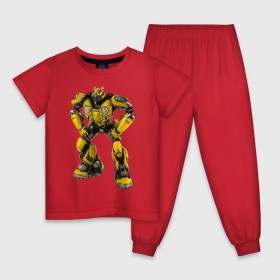 Детская пижама хлопок с принтом Bumblebee , 100% хлопок |  брюки и футболка прямого кроя, без карманов, на брюках мягкая резинка на поясе и по низу штанин
 | kefer | volkswagen | автобот | бамблби | трансформатор | трансформаторы | шершень | шмель
