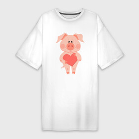 Платье-футболка хлопок с принтом Love Pig ,  |  | 2019 | дед мороз | дом | елка | желание | животные | зима | кабан | милый | мороз | настроение | новый год | пеппа | подарок | позитив | поросенок | праздник | радость | рождество | санта клаус | свинка