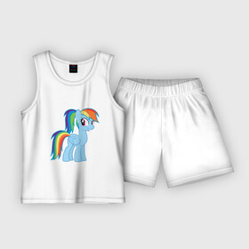 Детская пижама с шортами хлопок с принтом Радуга Дэш ,  |  | my little pony | pony | rainbow dash | дружба – это чудо | дружба. пони | дэш | кобылка | морская пони | пегас | радуга | элемент верности