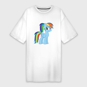 Платье-футболка хлопок с принтом Радуга Дэш ,  |  | my little pony | pony | rainbow dash | дружба – это чудо | дружба. пони | дэш | кобылка | морская пони | пегас | радуга | элемент верности