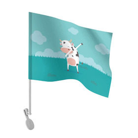 Флаг для автомобиля с принтом DAB Корова , 100% полиэстер | Размер: 30*21 см | dab | dabbing | даб | даббинг | корова | танец