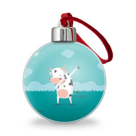 Ёлочный шар с принтом DAB Корова , Пластик | Диаметр: 77 мм | dab | dabbing | даб | даббинг | корова | танец