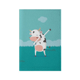 Обложка для паспорта матовая кожа с принтом DAB Корова , натуральная матовая кожа | размер 19,3 х 13,7 см; прозрачные пластиковые крепления | Тематика изображения на принте: dab | dabbing | даб | даббинг | корова | танец