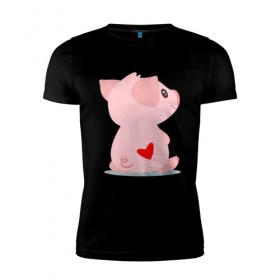 Мужская футболка премиум с принтом Love Pig , 92% хлопок, 8% лайкра | приталенный силуэт, круглый вырез ворота, длина до линии бедра, короткий рукав | 