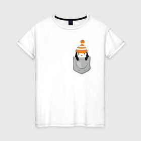 Женская футболка хлопок с принтом Пингвинчик в Кармашке , 100% хлопок | прямой крой, круглый вырез горловины, длина до линии бедер, слегка спущенное плечо | 