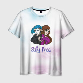 Мужская футболка 3D с принтом Sally Face , 100% полиэфир | прямой крой, круглый вырез горловины, длина до линии бедер | sally face | гизмо | девид | девочка | игра | лари | ларри | мальчик | маска | мрачная | на лице | пых | с протезом | сал | сали | салли | салли фейс | фейс | фэйс | эддисон | эшли