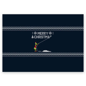 Поздравительная открытка с принтом Гринч Вязаный , 100% бумага | плотность бумаги 280 г/м2, матовая, на обратной стороне линовка и место для марки
 | вязаный свитер | вязка | новый год | рождество