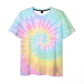 Мужская футболка 3D с принтом Pastel Tie Dye , 100% полиэфир | прямой крой, круглый вырез горловины, длина до линии бедер | Тематика изображения на принте: tie dye | абстракция | краска | хиппи