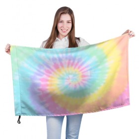 Флаг 3D с принтом Pastel Tie Dye , 100% полиэстер | плотность ткани — 95 г/м2, размер — 67 х 109 см. Принт наносится с одной стороны | tie dye | абстракция | краска | хиппи