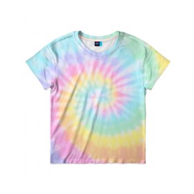 Детская футболка 3D с принтом Pastel Tie Dye , 100% гипоаллергенный полиэфир | прямой крой, круглый вырез горловины, длина до линии бедер, чуть спущенное плечо, ткань немного тянется | Тематика изображения на принте: tie dye | абстракция | краска | хиппи