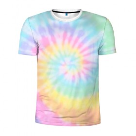 Мужская футболка 3D спортивная с принтом Pastel Tie Dye , 100% полиэстер с улучшенными характеристиками | приталенный силуэт, круглая горловина, широкие плечи, сужается к линии бедра | Тематика изображения на принте: tie dye | абстракция | краска | хиппи